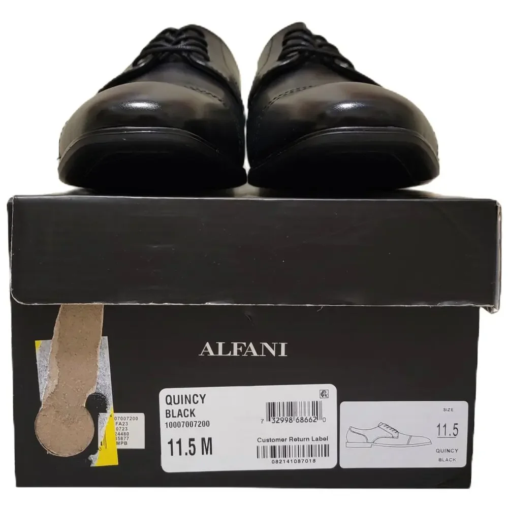 Alfani Men Cap Toe Derby Oxfords Quincy Size US 11.5M Black Faux Leather